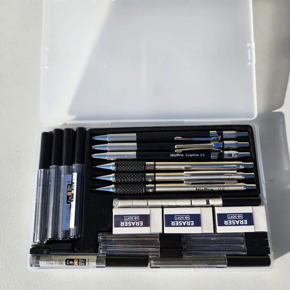 NEW Mechanical Pencil Set Drafting Pencils 0.5 mm & 0.7 mm & 0.9 mm & 3PCS 2mm G